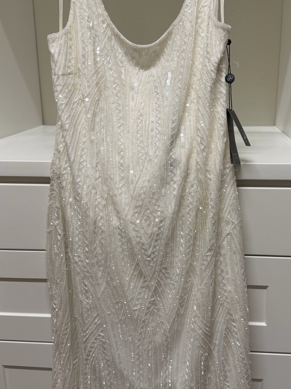 Adrianna Papell Ivory Beaded Tank Dress